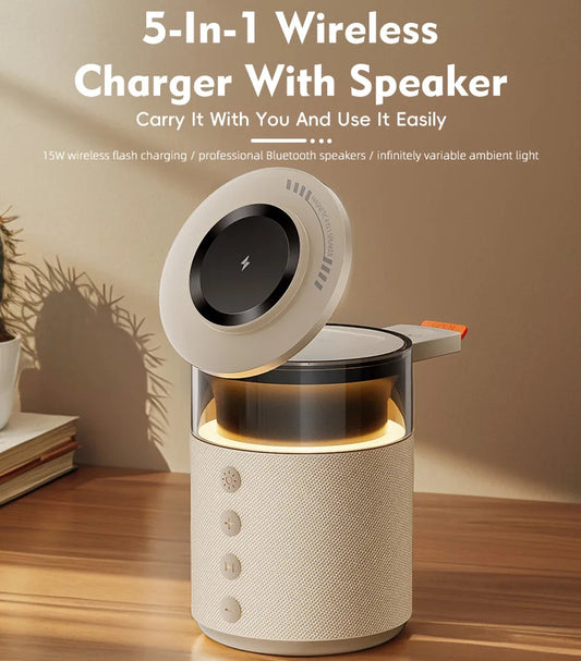 5-in-1 Magnetic Wireless Charging Station & Bluetooth Speaker