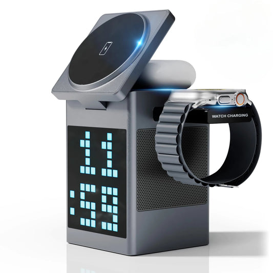 AuraCharge: 6 in 1 Magnetic Wireless Charger & Speaker