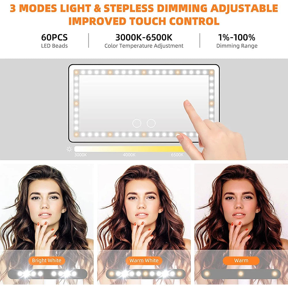 Glow & Go: The Rechargeable LED Car Makeup Mirror